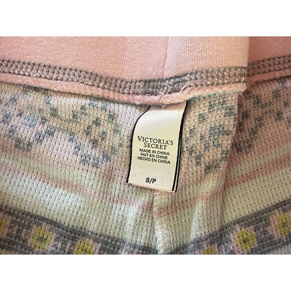 Victoria's Secret Pajama Pants Women's S Pink Thermal Geometric Aztec Pastels - Picture 5 of 9